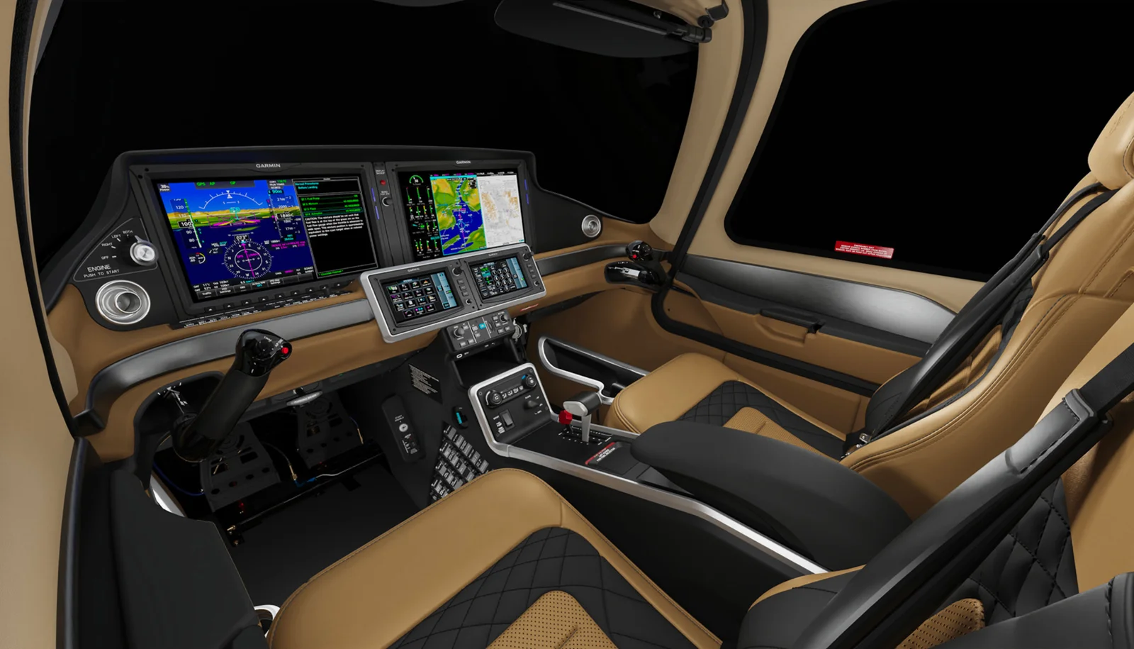 Cabine do Cirrus SR22 G7+ com aviônica Garmin